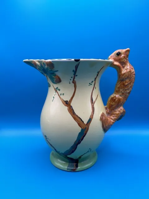 Vintage  Art Deco Burleigh Ware Jug Vase with Squirrel handle 8" high