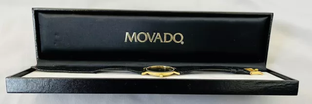 Orologio da uomo vintage Museo Movado fatto in Svizzera oro + quarzo zaffiro nero 8745882 8