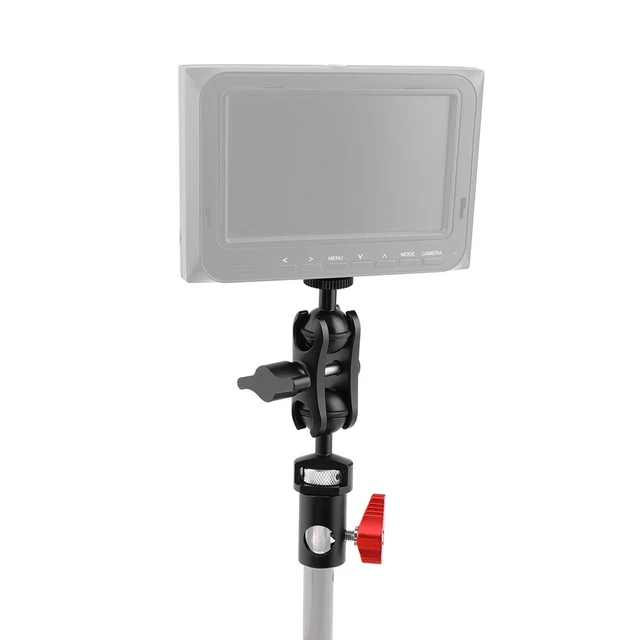 Brazo mágico CAMVATE doble cabeza esférica de 1/4" montaje en tornillo para monitor en cámara
