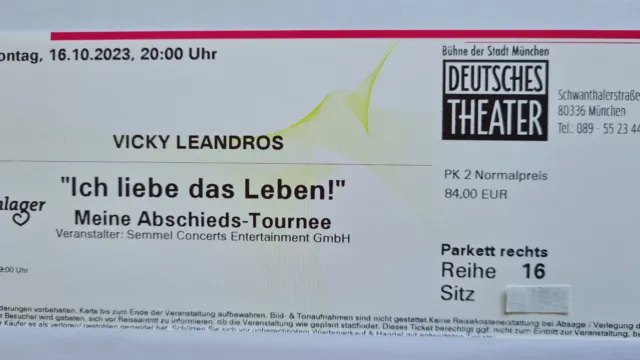 Vicky Leandros 16.10.2023 Deutsches Theater München - posti a sedere migliori