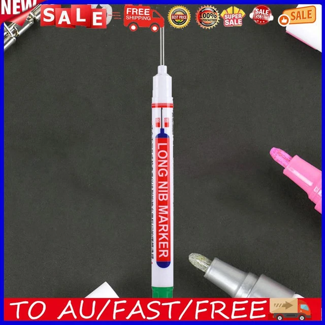 5Pcs Long Head Marker Woodworking Multi-purpose Deep Hole Marker Pen Decor (Red)