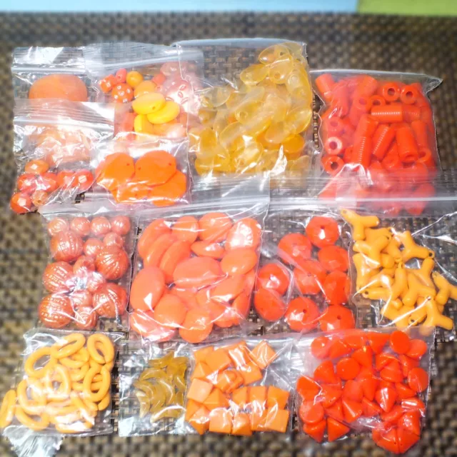 335g mixed beads, ORANGE mix. Various beads, charms. Job lot bulk clearance