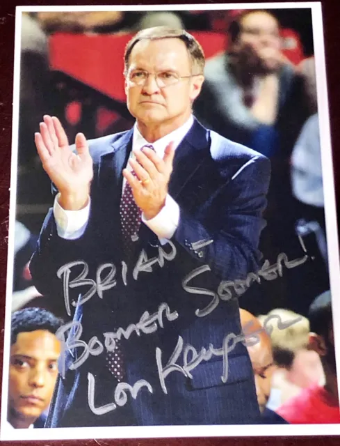 Lon Kruger U. Oklahoma Sooners NCAA basketball coach auto autograph signed photo