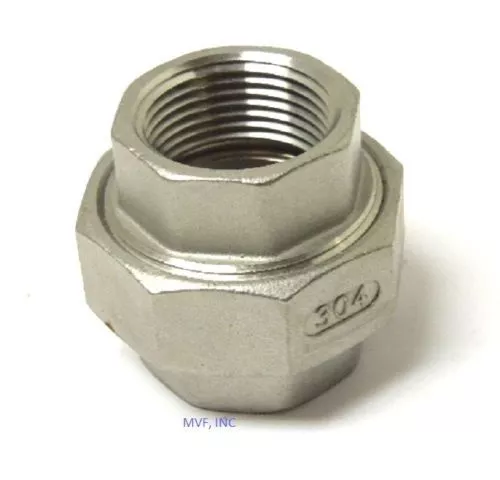 1-1/4" 150 Threaded (NPT) Hex Union 304 Stainless Steel Pipe Fitting SS040741304