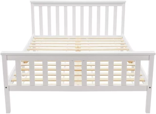 Pine Wood Solid Wooden White Bed Frame All Sizes Bedroom Furniture Shaker Style 3