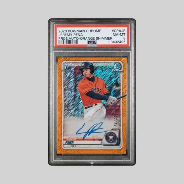 2020 BOWMAN CHROME jeremy pena orange shimmer prospect auto 12/25