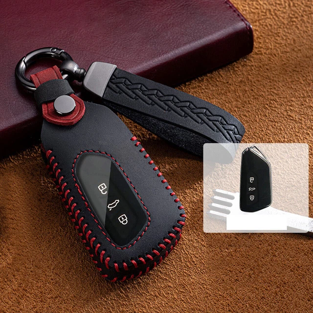 Leather Car Key Case Cover Holder For VW Golf 8 ID.4 for Seat Leon Remote Fob