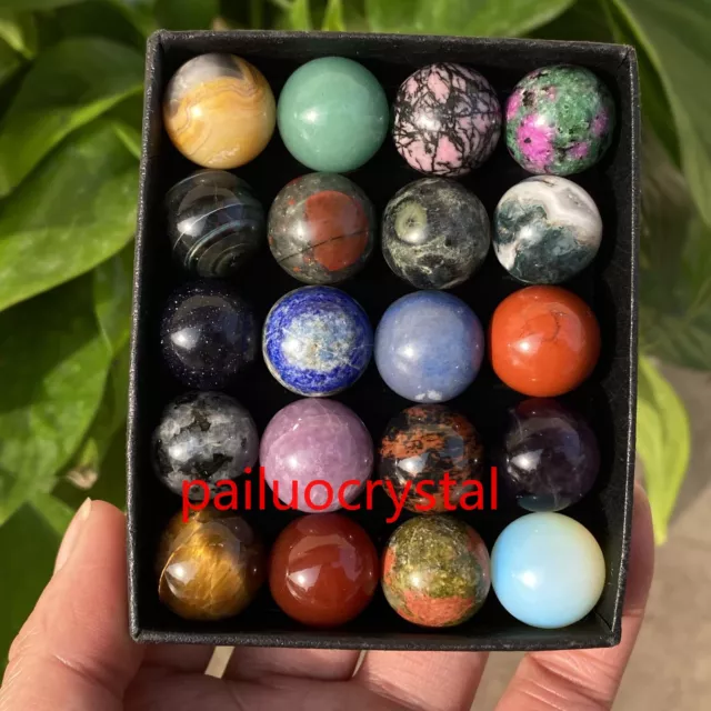 20pc Wholesale Natural Mixed Ball Quartz Crystal Sphere Reiki Healing 15mm+ box