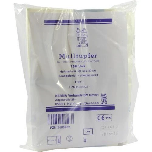 MULLTUPFER 20x20 cm pflaumengroß steril 100 St