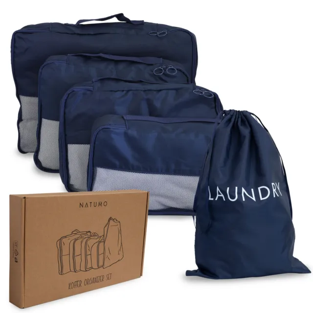 NATUMO Koffer Organizer Set, 5-teiliges Reise Kleidertaschen Set, 4 Packwürfel +