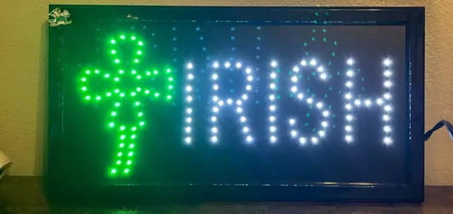 Irish Neon Light Sign Shamrock Cross glass Table Bar St. Patricks day Green