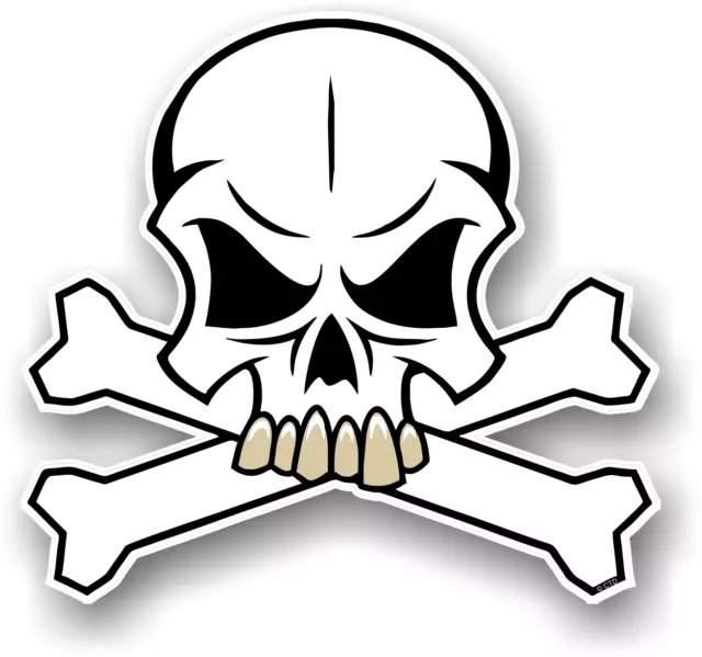 SKULL & CROSSBONES Design & WHITE Colour Pirate Motif Vinyl car sticker decal