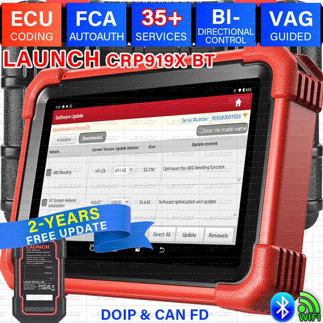 LAUNCH X431 CRP919X BT Car OBD2 Scanners Diagnostic Tools Full System ...