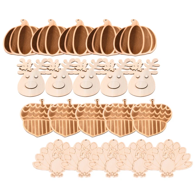 20St glatt diy Thanksgiving-Holzscheiben Halloween-Ausschnitte