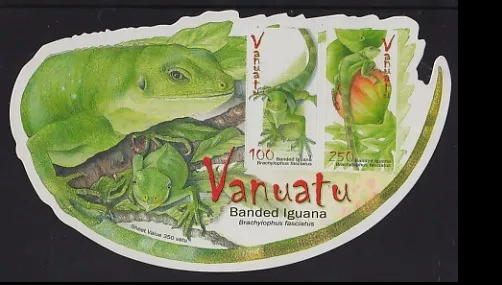 Reptiles, Banded Iguana, Vanuatu 2007 MNH Odd Shape SS