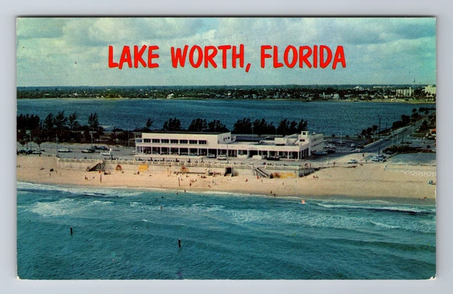 Lake Worth FL-Florida, Aerial Of Beach And Coast, Antique, Vintage Postcard