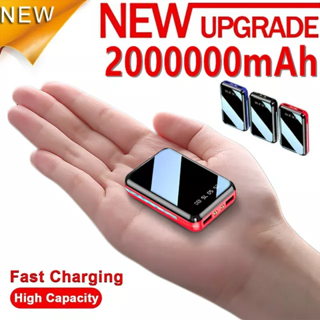 2000000mAh Portable Power Bank Fast LED Charger Battery 2USB For Mobile Phone