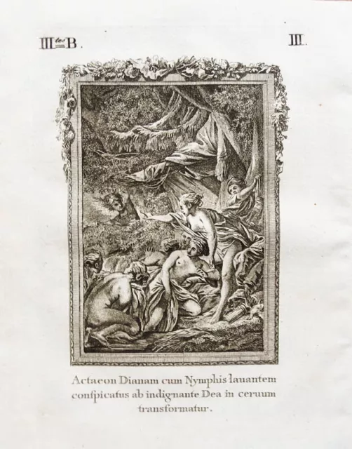 1822 Ovid Metamorphosen Actaeon und Diana Original-Kupferstich