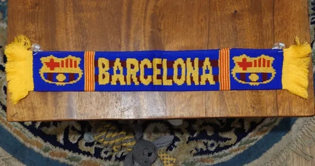 5x FC Barcelona Crested Mini Scarf Car Hang Up With Rubber Suction Pads Football