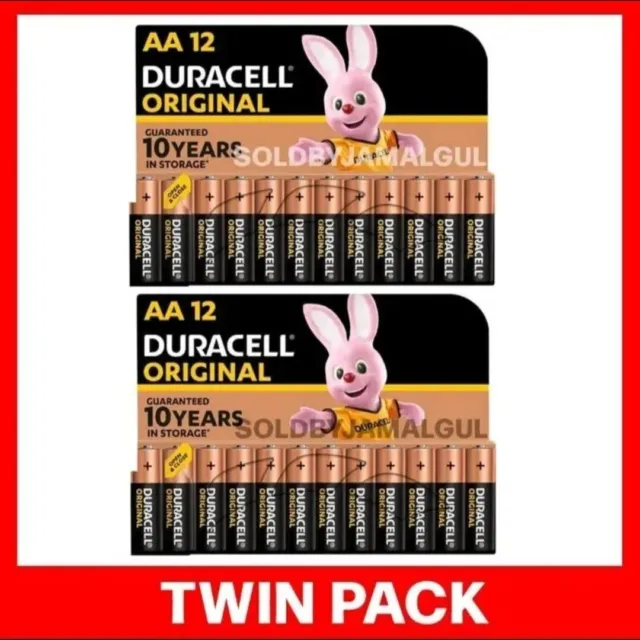 24 x Duracell AA Long Lasting Power Alkaline Batteries - 2032 -Pack LR6 MN1500