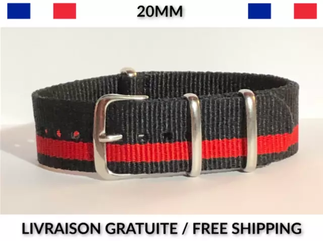 ★ 20Mm ★ Bracelet Montre Sangle Band Nylon Watch Strap Military Mode Fashion 007