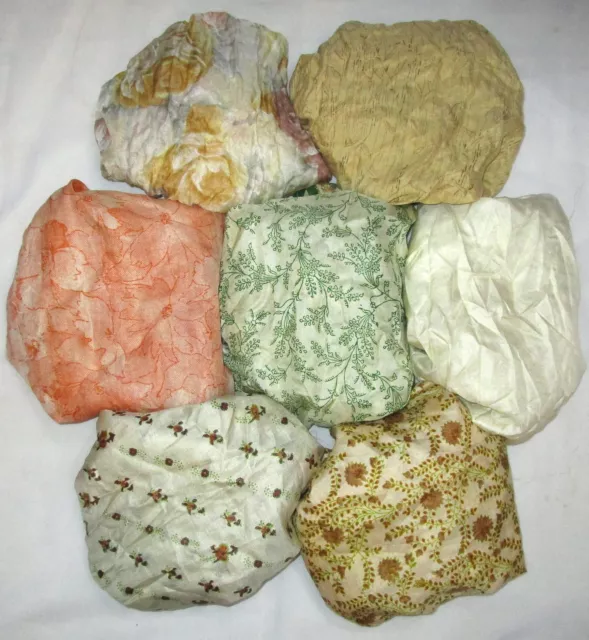 UK LOT PURE SILK Vintage Sari REMNANT Fabric 7 Pcs 1 foot ech Cream #,AQOX