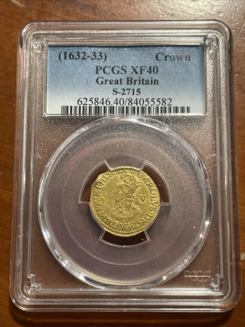 1632-33 UK Great Britain England Gold Crown- PCGS XF40