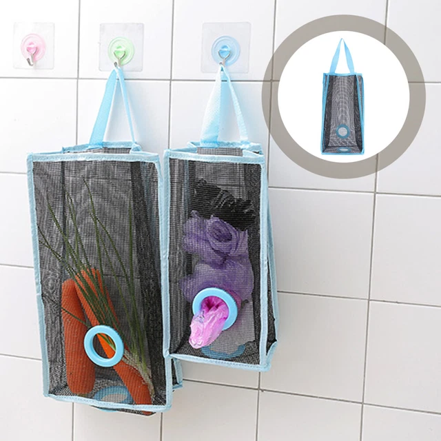 Organizador de bolsas de basura de malla soporte de bolsas de plástico para bolsa plegable