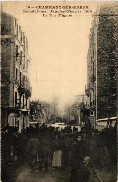 CPA AK CHAMPIGNY-sur-MARNE La rue mIgnon FLOOD 1910 (600394)