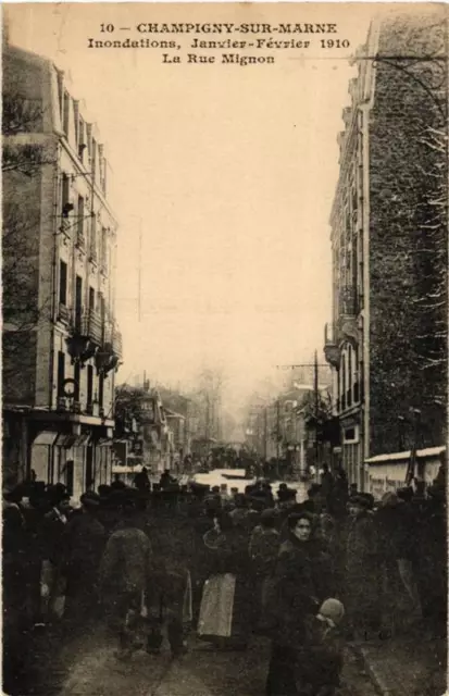 CPA AK CHAMPIGNY-sur-MARNE La rue mIgnon INONDATION 1910 (600394)
