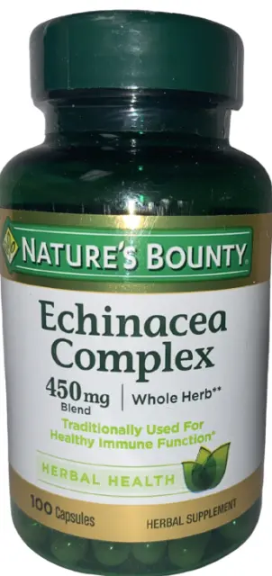 Nature's Bounty Echinacea Complex 450 mg, 100 Ct Exp 12/2023