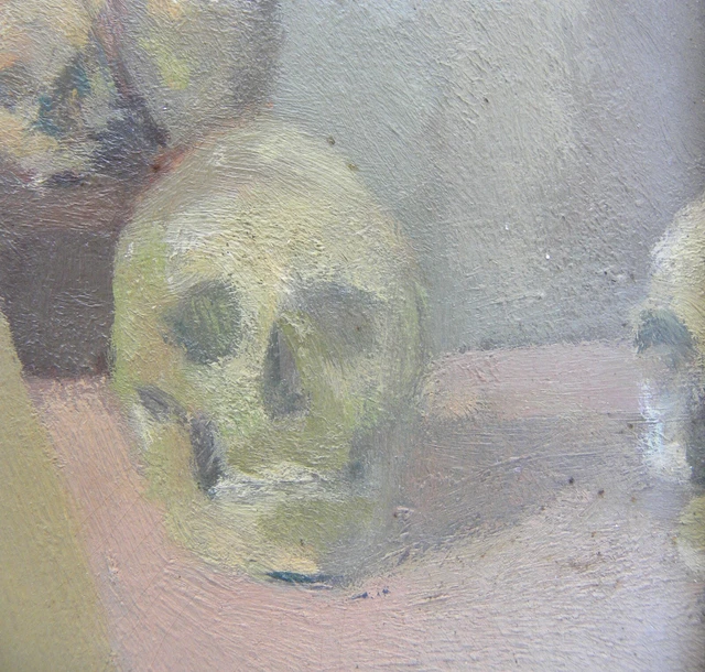 Adone COMBONI (Riva del Garda 1880 – Milano 1959) AUTORITRATTO con VANITAS 34x34 3