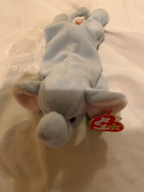 Peanut The Elephant Ty Beanie Baby MWMT Retired 1995 PVC Plush Toy - Ships FREE