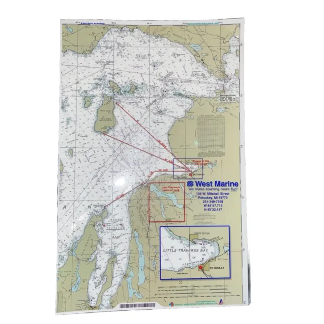 Marine Chart, Laminated Michigan NW Lower Peninsula, 11x17, West Marine