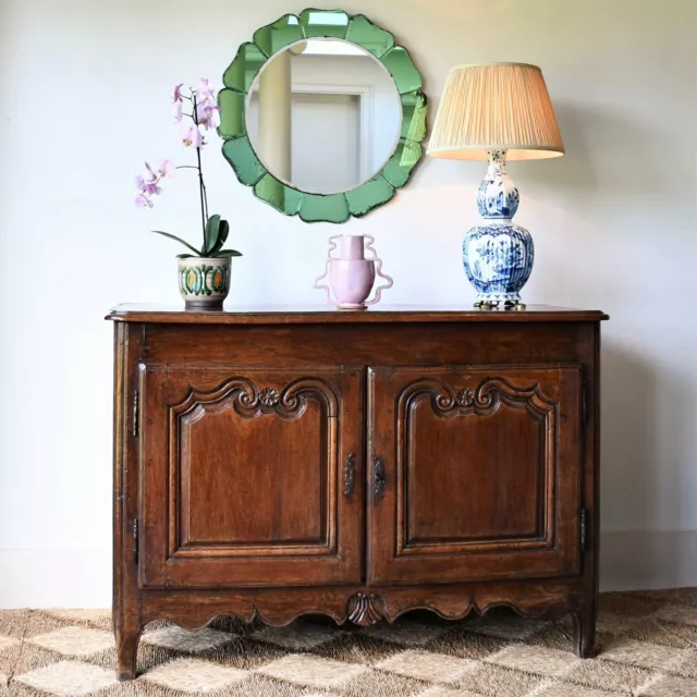 Elegant 18th Century French Oak Kitchen Cabinet TV Side Table Sideboard Buffet