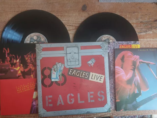 Eagles, Eagles Live double vinyl LP in gatefold sleeve. Poster 1980.  VG+/VG+