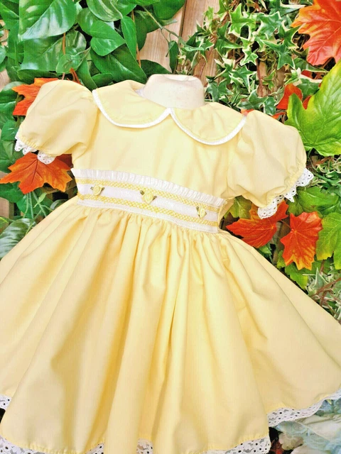 DREAM 0-8 anni BAMBINE Pasqua abito tradizionale al limone smockato 3