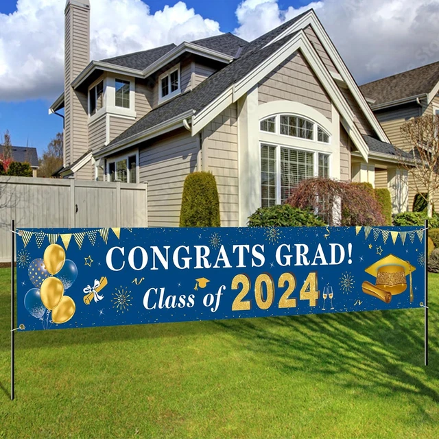 2024 GRADUATION DECORATIONS Congrats Grad Class of 2024 Banner Blue