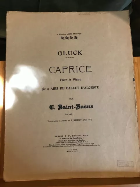 Saint-Saens Caprice pour le piano sur les airs d'Alceste Gluck partition Durand