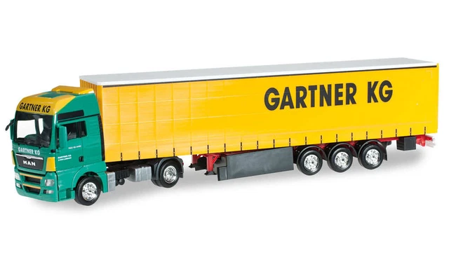 HERPA 913676 SPUR H0 1/87 MAN TGX XXL Gardinenplanen Sattelzug "Gartner