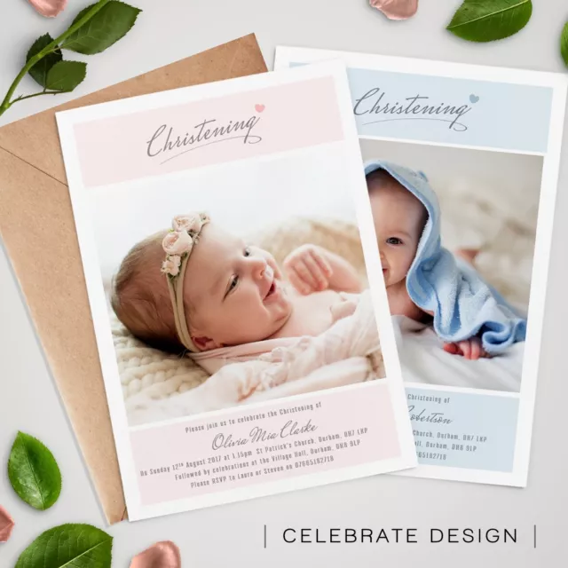 Personalised Photo Christening / Baptism / Naming day invitation  (R1) 3