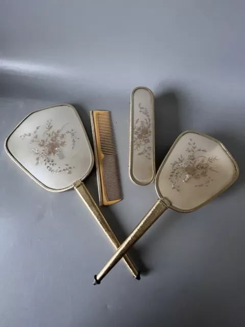 A Lovely 4 Piece 1960’s Dressing Table Brush Comb Hand Mirror & Clothes Brush