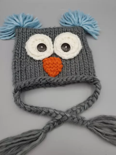 The Blueberry Hill Baby Winter Knit Hat Owl Size 3-12 Months XS