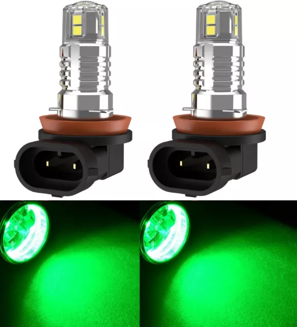 LED 20W H16 64219 Green Two Bulbs Fog Light Replacement Upgrade Stock Show Color