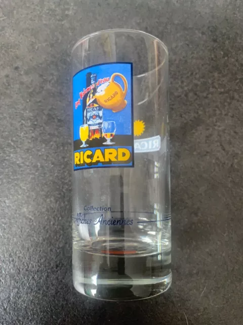 6 anciens verres tube RICARD 21 cl logo carré avec trait de dose