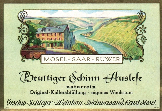 Lovely Scene Bruttiger Schwinn Auslefe Mosel Saar Ruwer German Wine Label