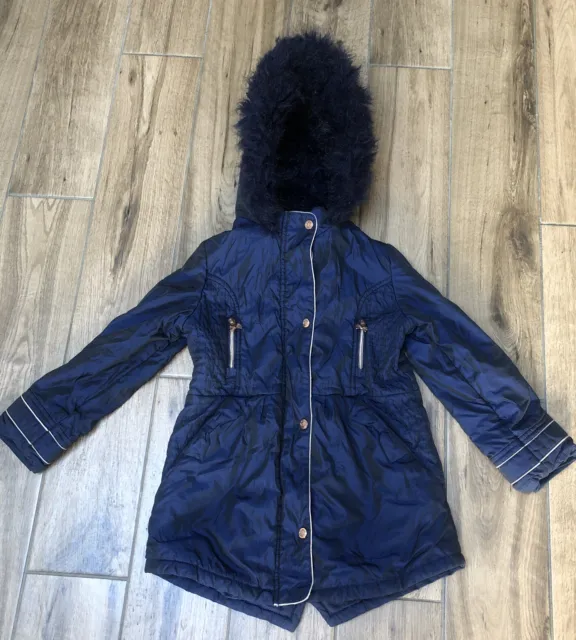Ted Baker Girls Navy Coat Age 8 Years