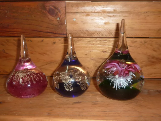 Job Lot Glass Decorative Paperweights Teardrop Shape Bundle Of Three ATTIC FIND