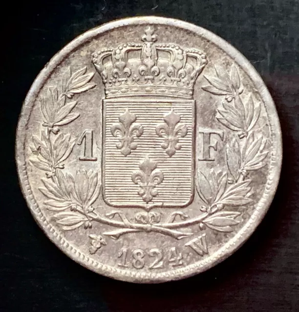 1 Franc 1824 W Lille , France  , Frankreich  Louis XVIII . Silber 2