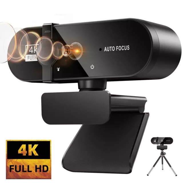 Webcam 4K Full HD Caméra Vidéo Microphone Trépied USB Youtube PC Ordinateur Neuf
